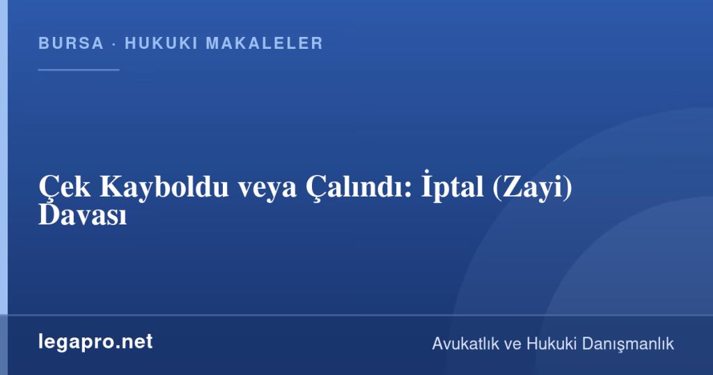 legapro kapak 14658 LegaPro Hukuk Çek Kayboldu veya Çalındı: İptal (Zayi) Davası