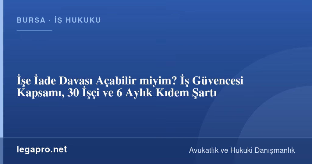 İşe İade Davası Açabilir miyim? İş Güvencesi Kapsamı, 30 İşçi ve 6 Aylık Kıdem Şartı