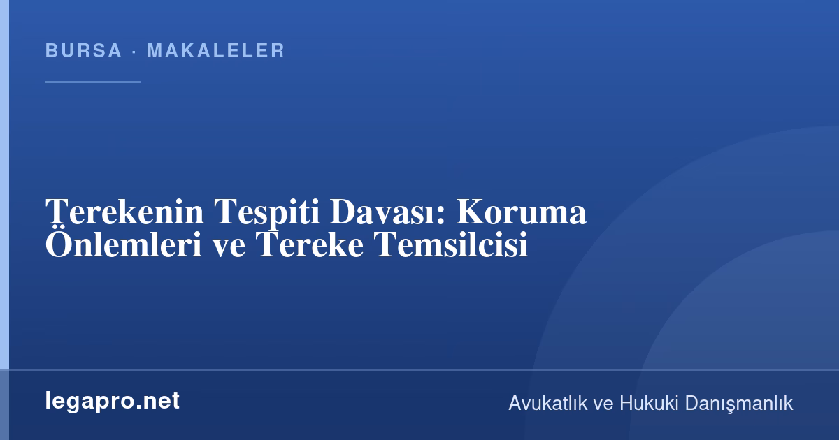 Terekenin Tespiti Davası: Koruma Önlemleri ve Tereke Temsilcisi