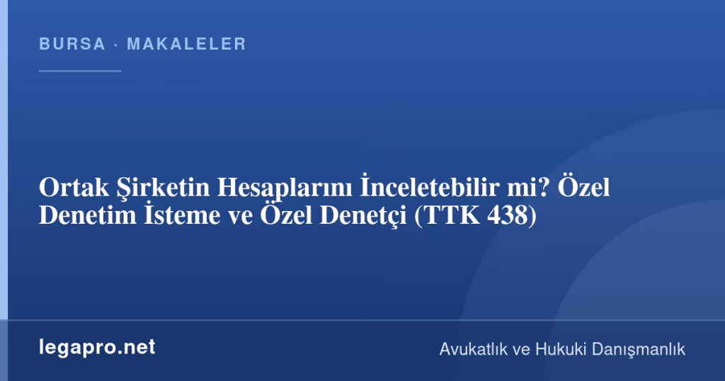 Ortak Şirketin Hesaplarını İnceletebilir mi? Özel Denetim İsteme ve Özel Denetçi (TTK 438)